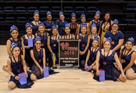 Liberty Middle School Winter Guard on Saturday, March 30 after winning.